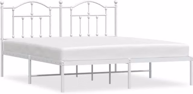 Letto matrimoniale | Letto per adulti | Giroletto con Testiera Metallo Bianco 180x200 cm