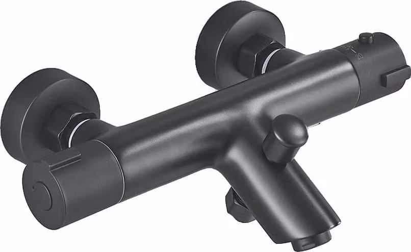 Miscelatore doccia, controllo termostatico, bocca lunga, nero HW1