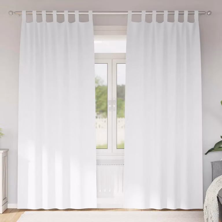 Set di 2 tende blackout vidaXL con anelli, colore bianco puro, L: 140 cm x H: 260 cm