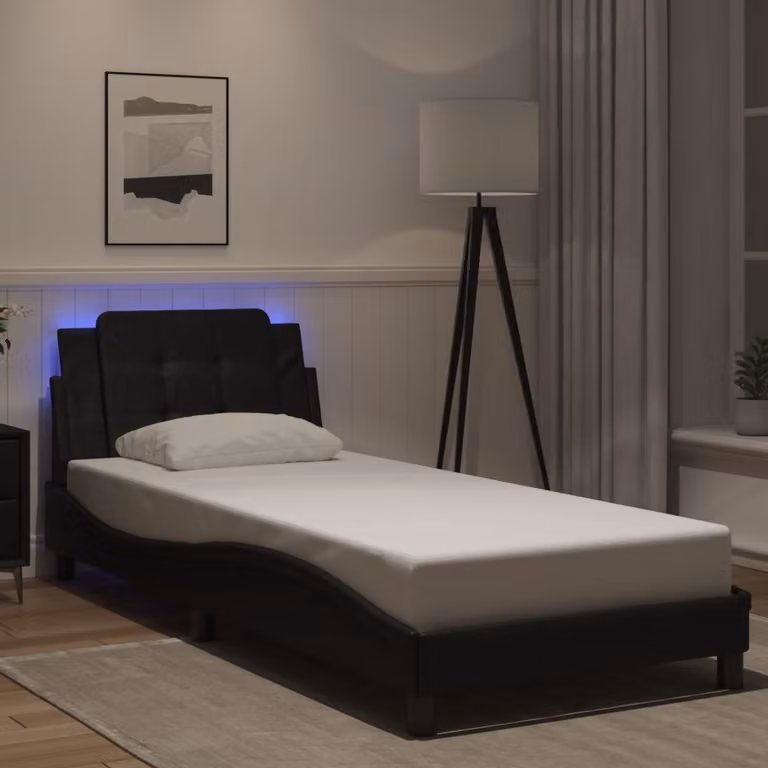 vidaXL Giroletto Zadar Nero con LED e porta USB, L 80 cm x P 200 cm