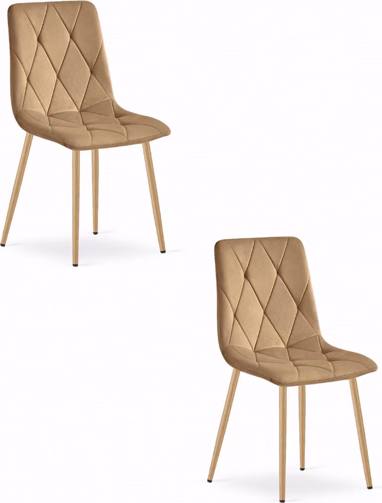 Sedia LIBRA - velluto marrone / gambe in legno x 2