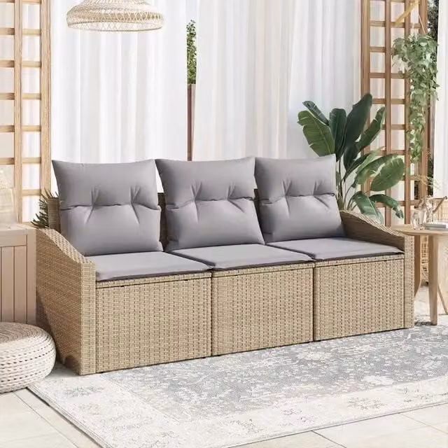 Set di divani 3 pz Beige polyrattan 3346580