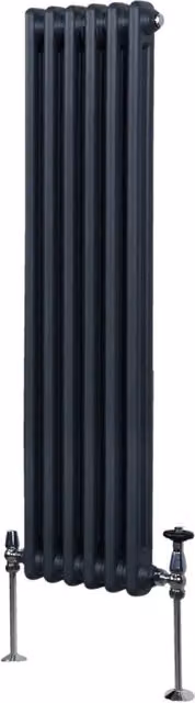 Termosifone Radiatore a 2 colonne in acciaio per riscaldamento centralizzato verticale MONSTER SHOP Grigio Antracite H: 150 cm, P: 29,2 cm – 1