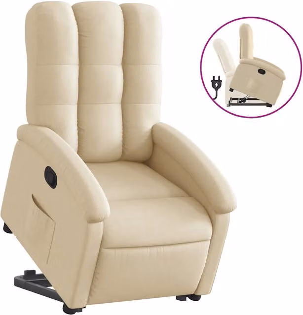 Poltrona | Sedia Relax Alzapersona Reclinabile Crema in Tessuto