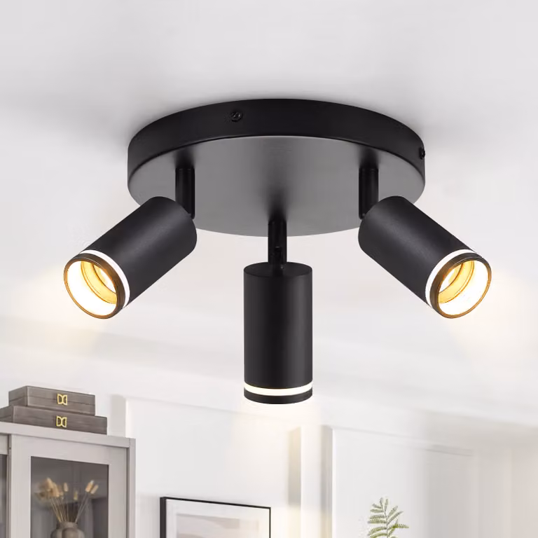 ZMH LED plafoniera 3 fiamme GU10 plafoniera nera illuminazione industriale vintage faretto orientabile per corridoio mobile senza lampadine
