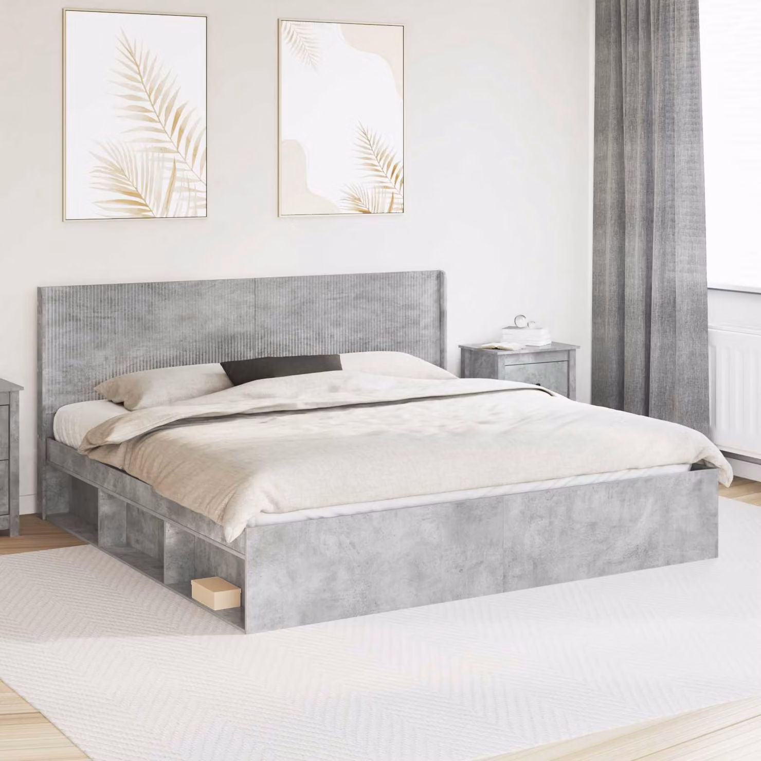 Testiera Letto Moderna vidaXL in Legno Ingegnerizzato Grigio Cemento