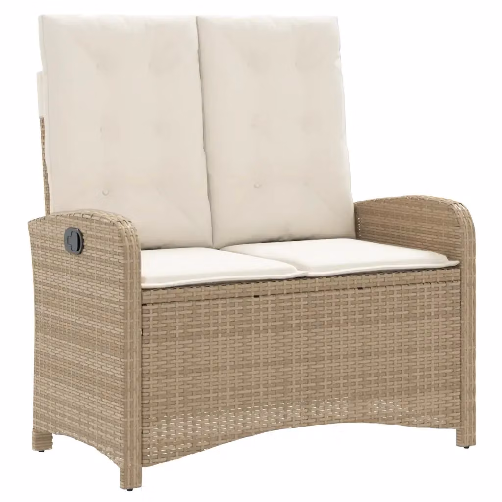 Panca Reclinabile da Giardino Outsunny in Polyrattan Beige con Cuscini – 2