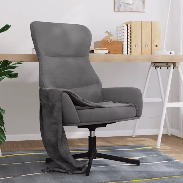 Sedia Relax girevole in velluto grigio con braccioli e struttura in metallo vidaXL – 1