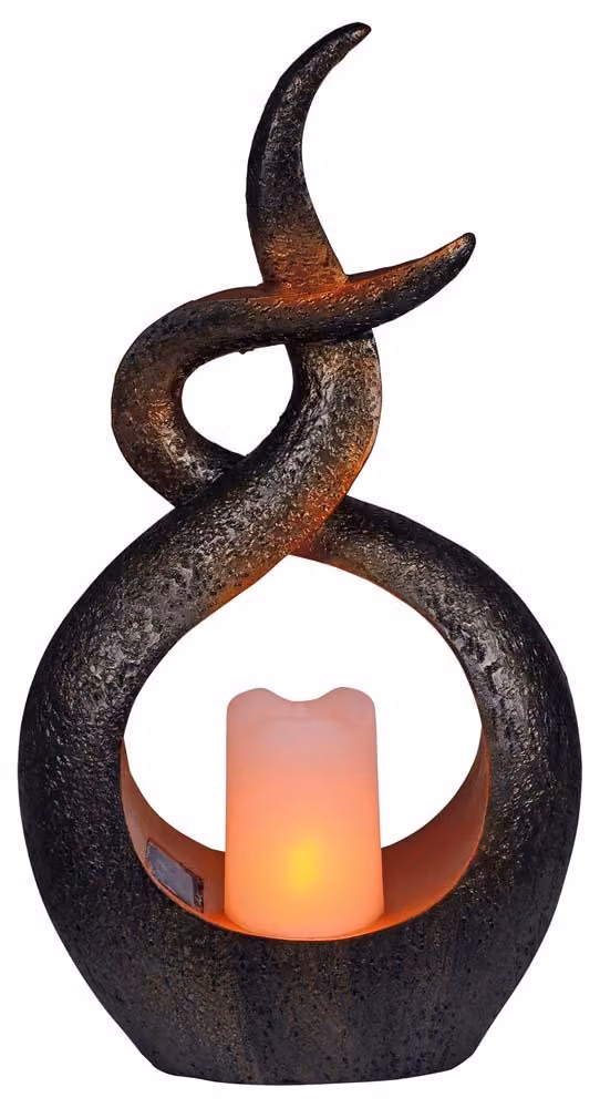 Luce solare da giardino a LED, marrone, effetto fiamma, marrone