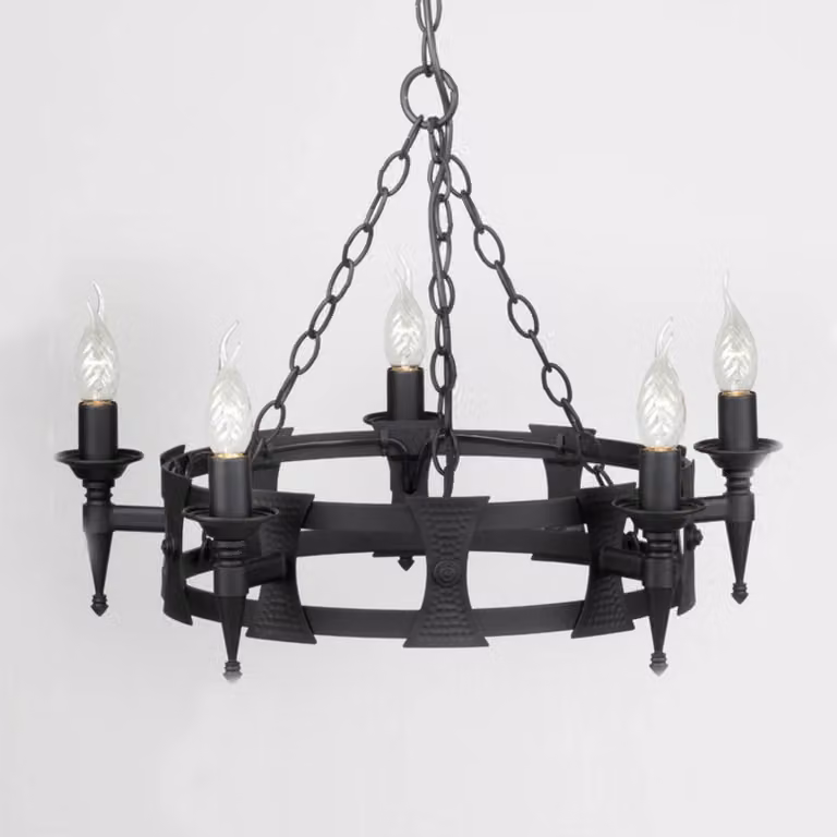 Elstead Lampada a sospensione SAXON, dimmerabile, Nero, Soggiorno / Sala da pranzo, Metallo, Antico, Lampada a sospensione