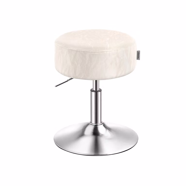 Sgabello da Trucco Regolabile in Altezza Girevole, Bianco Crema