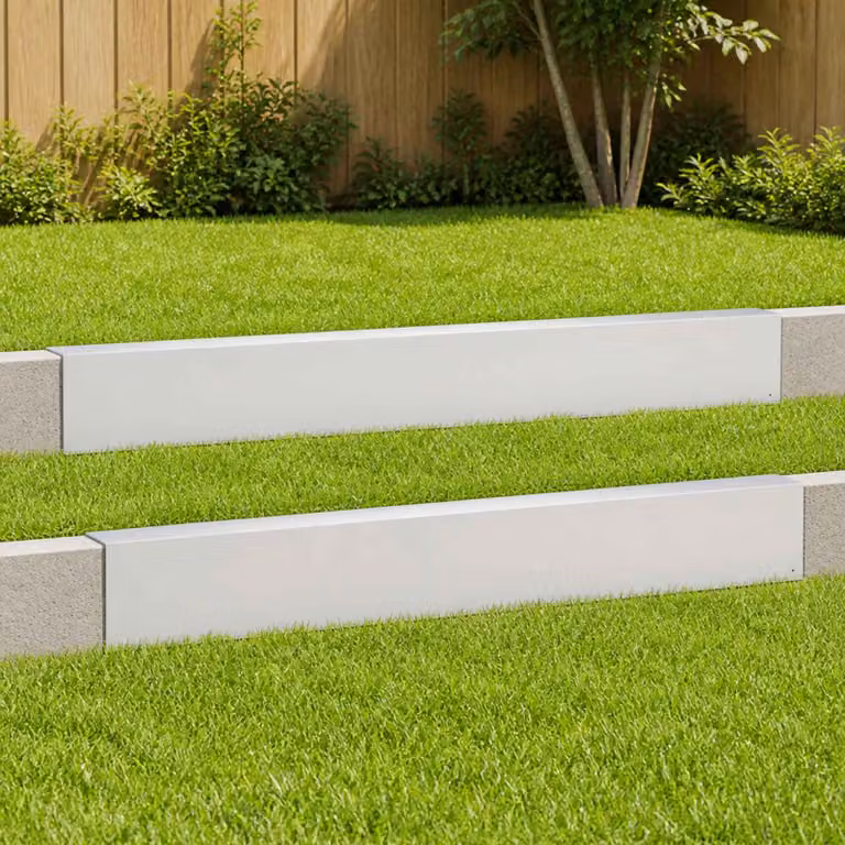 Set di 2 profili di copertura per giardino vidaXL in acciaio, colore argento, L: 100 cm, P: 6 cm, H: 15 cm