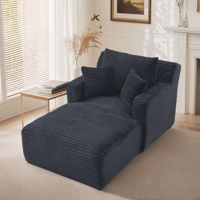 Poltrona chaise longue pieghevole Mivray in velluto a righe grigio con funzione letto e cuscini inclusi L 127 cm x P 33 cm x H 33 cm