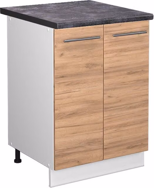Mobiletto base cucina Vicco Fame-Line Rovere dorato e Bianco con piano Antracite, L: 60 cm, H: 82 cm, P: 28,6 cm