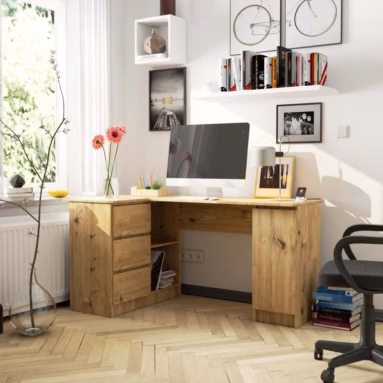 Scrivania angolare SILAN - rovere artisan, versione a sinistra