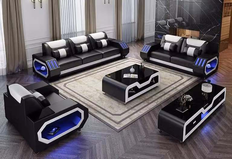 Ledersofa Couch Sofagarnitur 3+2 Garnitur Design Modern Sofa Sitzer