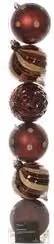 Set di 6 palline natalizie rotonde Amicasa in plastica colore rosso con decorazioni geometriche, diametro: 15 cm