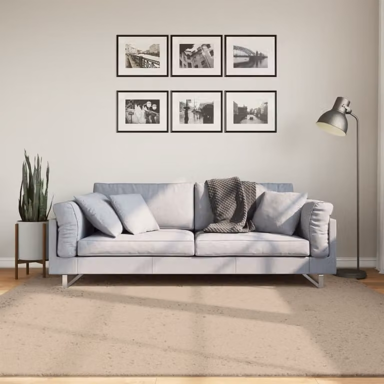 vidaXL Tappeto a Pelo Corto HUARTE Morbido e Lavabile Sabbia 200x200cm