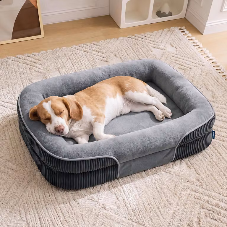 Cuccia per cani di taglia media - imbottitura in schiuma - 89 x 64 x 18 cm - grigia - fodera interna impermeabile - antiscivolo