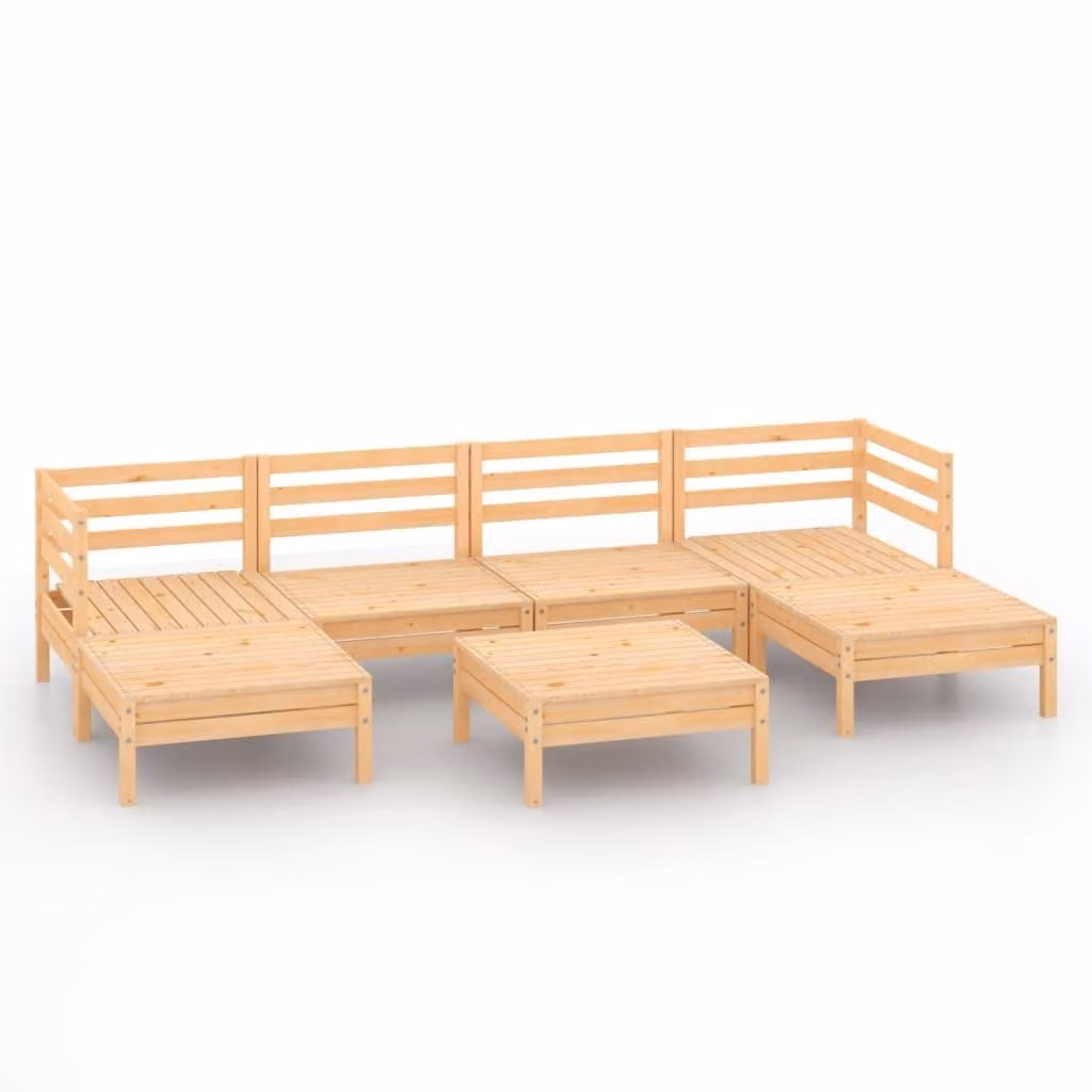 Set Salotto da Giardino 7 pz in Legno Massello di Pino
