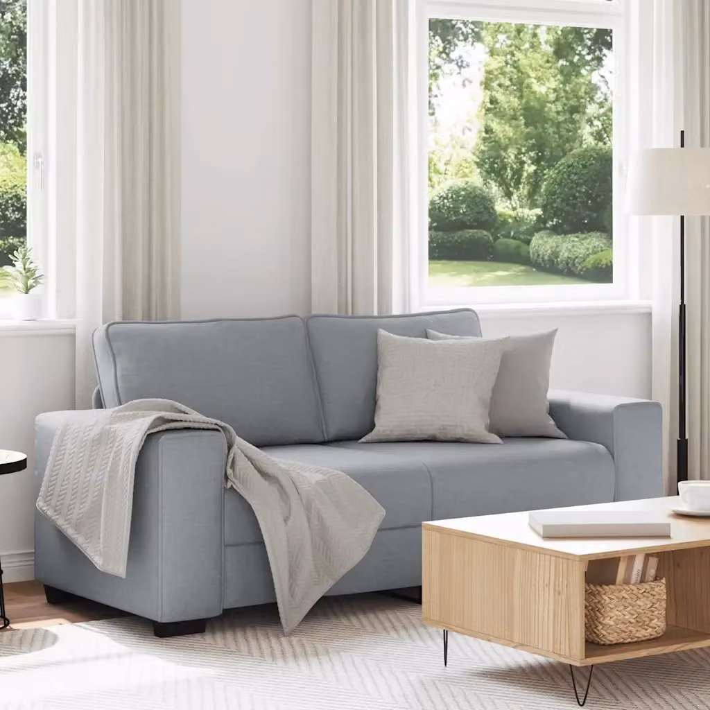 Divano moderno da soggiorno in tessuto grigio con cuscini inclusi L: 180 cm, P: 77 cm, H: 82 cm – 2