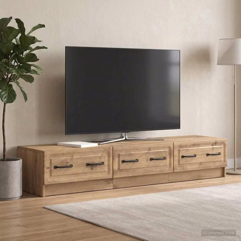 Mobile TV vidaXL in Rovere Artigianale e Marrone, L 147 x P 34,5 x H 27 cm