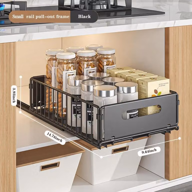 Organizzatore estraibile per la cucina - Cesto portaoggetti - 1 pezzo, piccolo - Acciaio - Un ripiano - Resistente alle macchie - Molto versatile