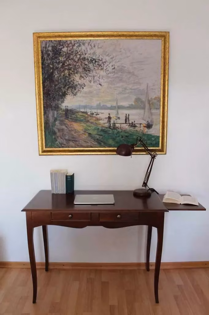 Scrivania classica in arte povera noce scuro Mobili 2G L: 108 cm, P: 56 cm, H: 80 cm – 1