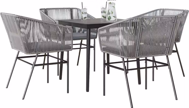 Maison Exclusive - Set da Pranzo da Giardino 5 pz con Cuscini Polyrattan Vetro