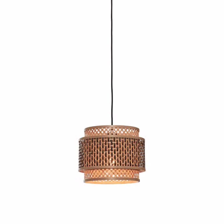 GOOD&MOJO - Lampada a sospensione Bhutan - Bambù/Nero - Ø25cm Lampada a sospensione - Lampada da tavolo - Lampada da soggiorno - Lampada da camera da letto - Soggiorno