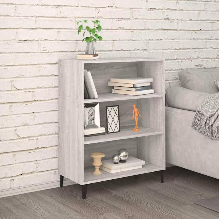 Credenza a parete vidaXL in legno multistrato e MDF, Grigio Sonoma, L: 69,5 cm, P: 32,5 cm, H: 90 cm
