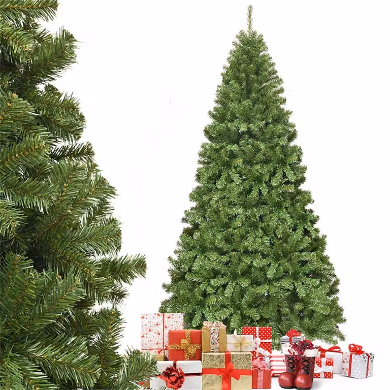 Albero di Natale artificiale CM22733, 230 cm, con supporto in metallo, sistema pieghevole, verde