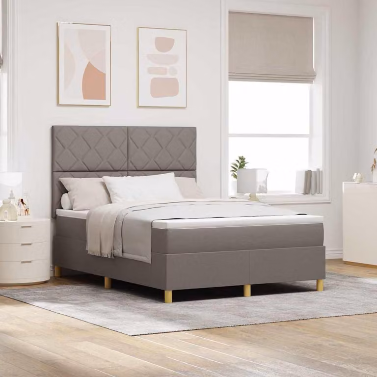 Maison Exclusive - Letto boxspring a LED con testiera color taupe 140 x 200 cm in tessuto