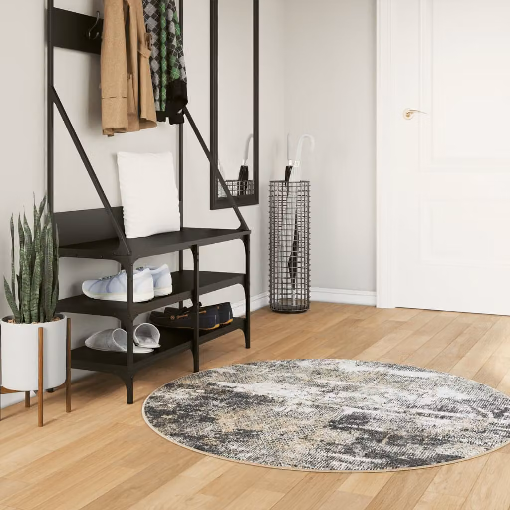 Tappeto rotondo lavabile vidaXL con design astratto moderno, multicolore e grigio, Ø 120 cm