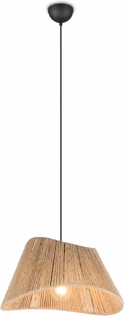 Lampada a sospensione Trio Leuchten in rattan e metallo, beige e nera, D 52 cm