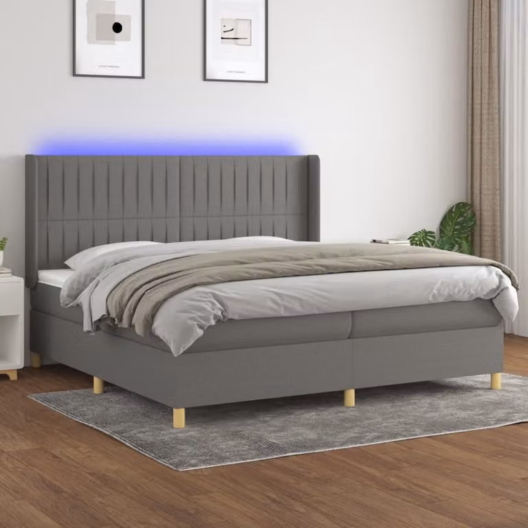Maison Exclusive - Letto a Molle Materasso e LED Grigio Scuro 200x200cm in Tessuto