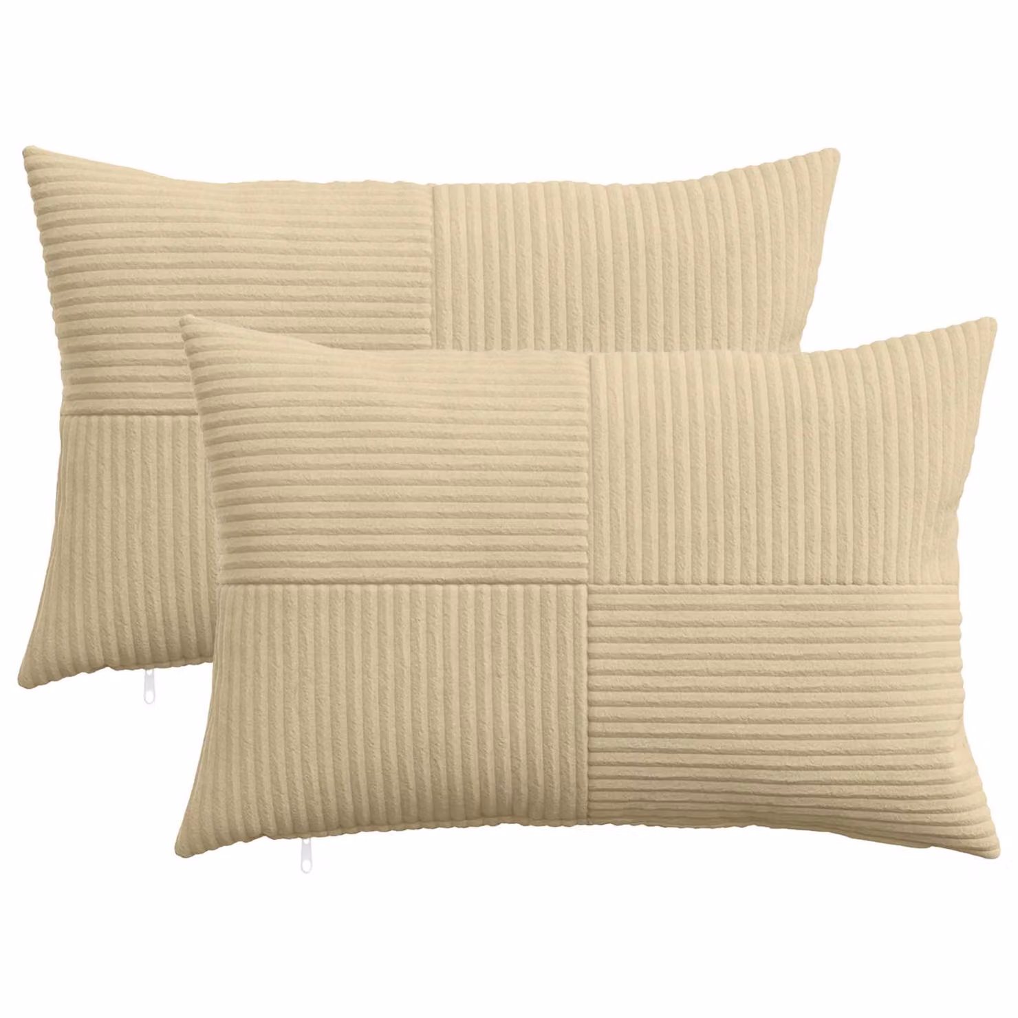 Set di 2 federe vidaXL ALMELO in velluto a coste, Grigio Verde, L 50 cm x P 75 cm