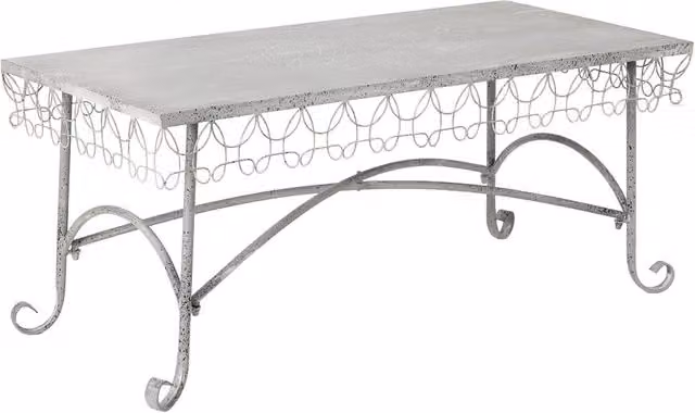 Tavolino in metallo 120,65x56,52x52,07h cm grigio