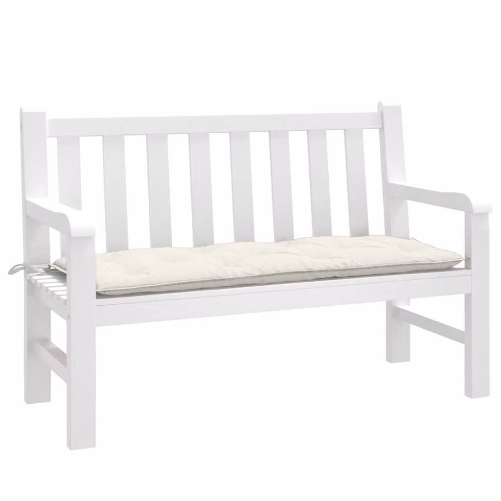 Cuscino per panca da giardino vidaXL in poliestere beige e bianco, L 120 cm x P 50 cm x H 7 cm