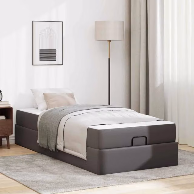 Struttura letto con materasso Altro 2 pcs-Giroletto Grigio PVC