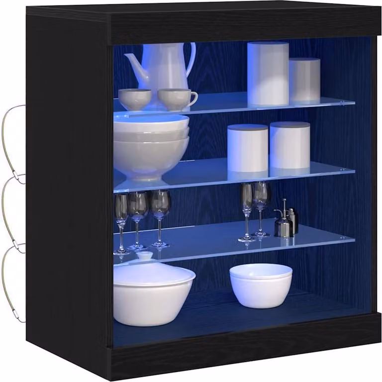 Madia LED Rovere Nero 60,5 x 37 x 67 cm Legno multistrato