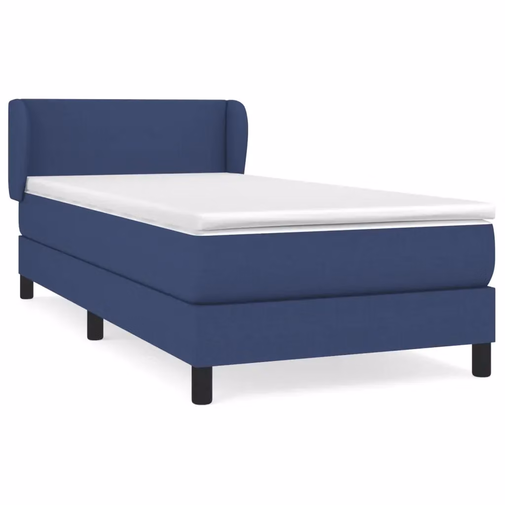 Letto Ibrido con Giroletto a Molle e Materasso vidaXL in Tessuto Blu e Bianco L/P/H: 90 x 190 x 4 cm – 2