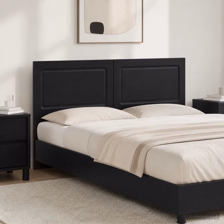 Testiera da muro moderna vidaXL UTRECHT in legno ingegnerizzato nero opaco L: 180,5 cm, H: 50 cm, P: 3 cm