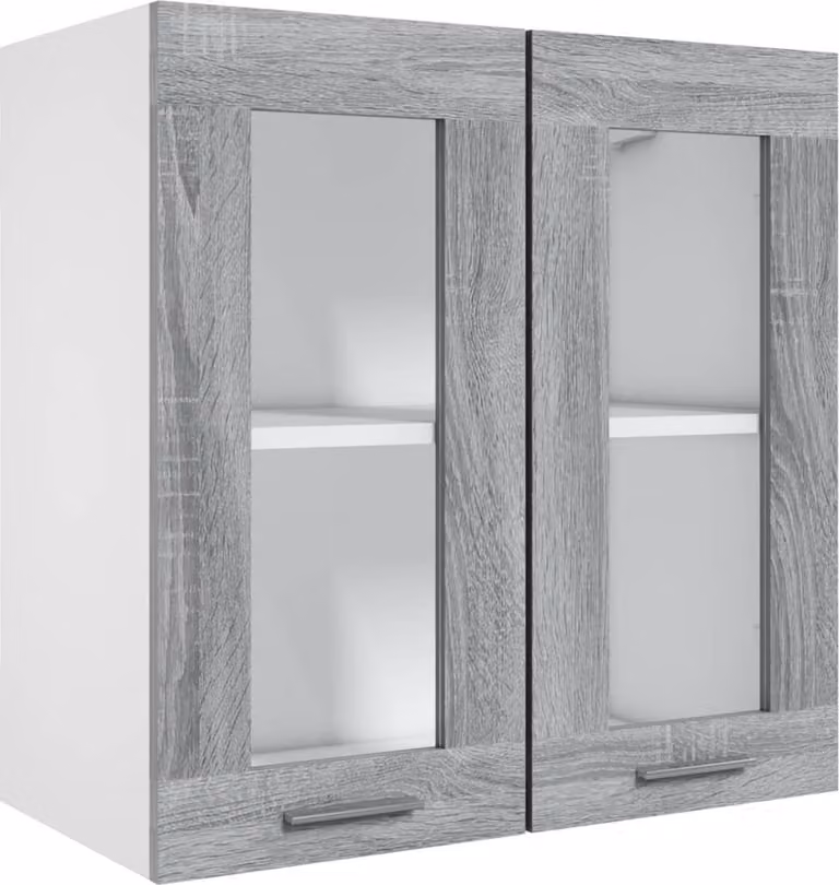 Pensile in Vetro “Lyon” Grigio Sonoma 60x31x60 cm