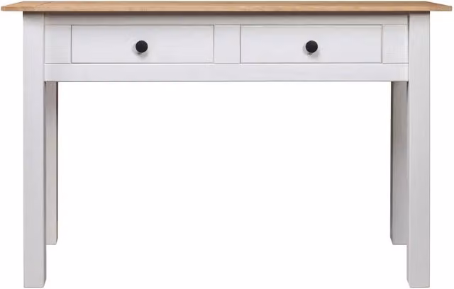 Tavolo Consolle vidaXL in Legno di Pino Bianco Rustico L/P/H: 110 x 40 x 72 cm