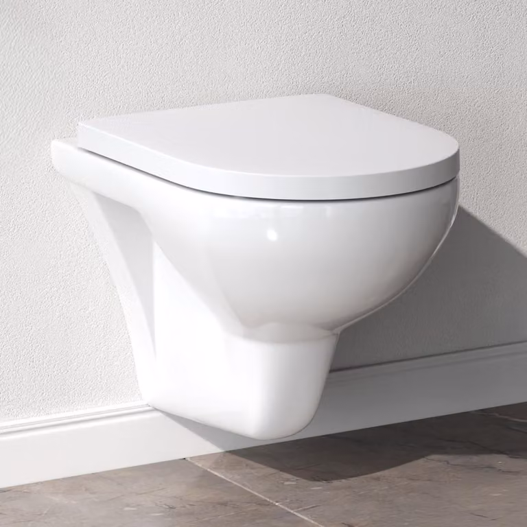Water WC sospeso con sistema di chiusura ammortizzata, bianco