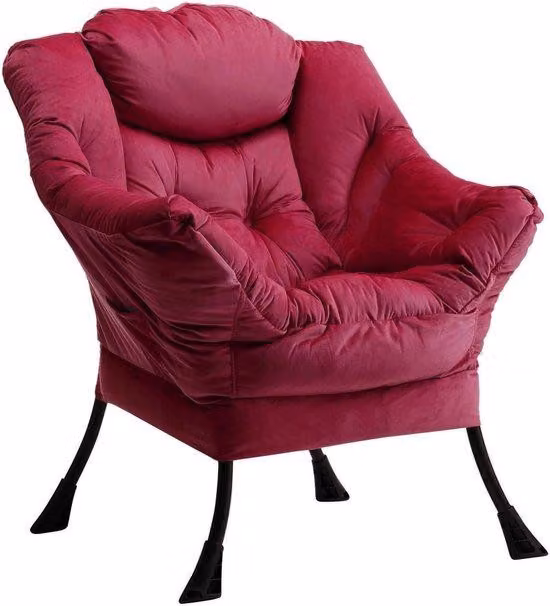Ibenzoa® Poltrona imbottita robusta, con struttura in acciaio rinforzata, rivestimento in velluto ergonomico, facile da pulire, seduta 55 x 55 cm, schienale 85 cm – Rosso