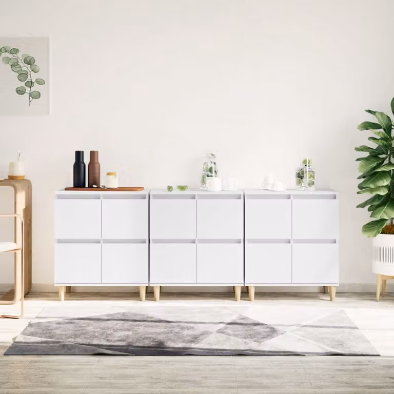 Set di 3 credenze vidaXL bianche in legno multistrato e MDF per cucina e sala da pranzo L/P/H: 60 x 35 x 70 cm
