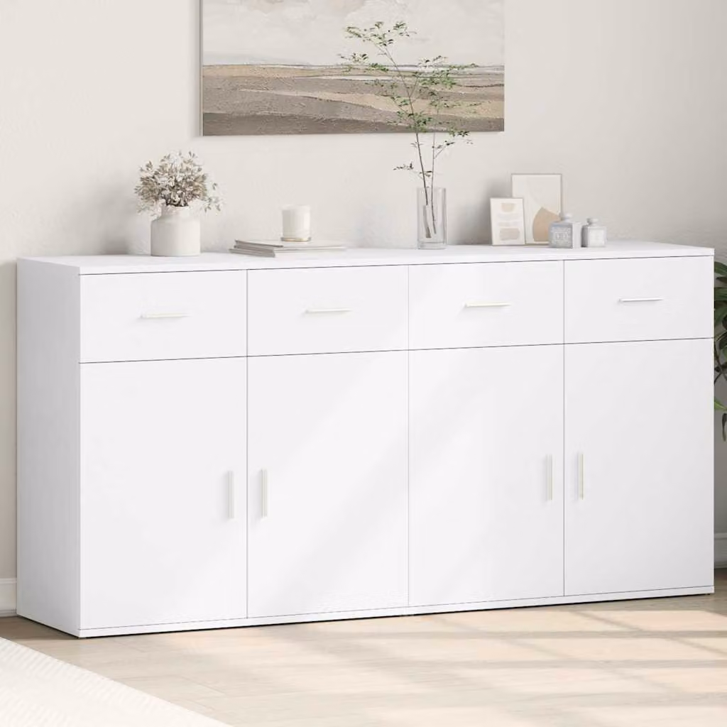 Set di 2 credenze bianche vidaXL in legno multistrato e MDF per sala da pranzo, L: 79 cm, P: 38 cm, H: 80 cm