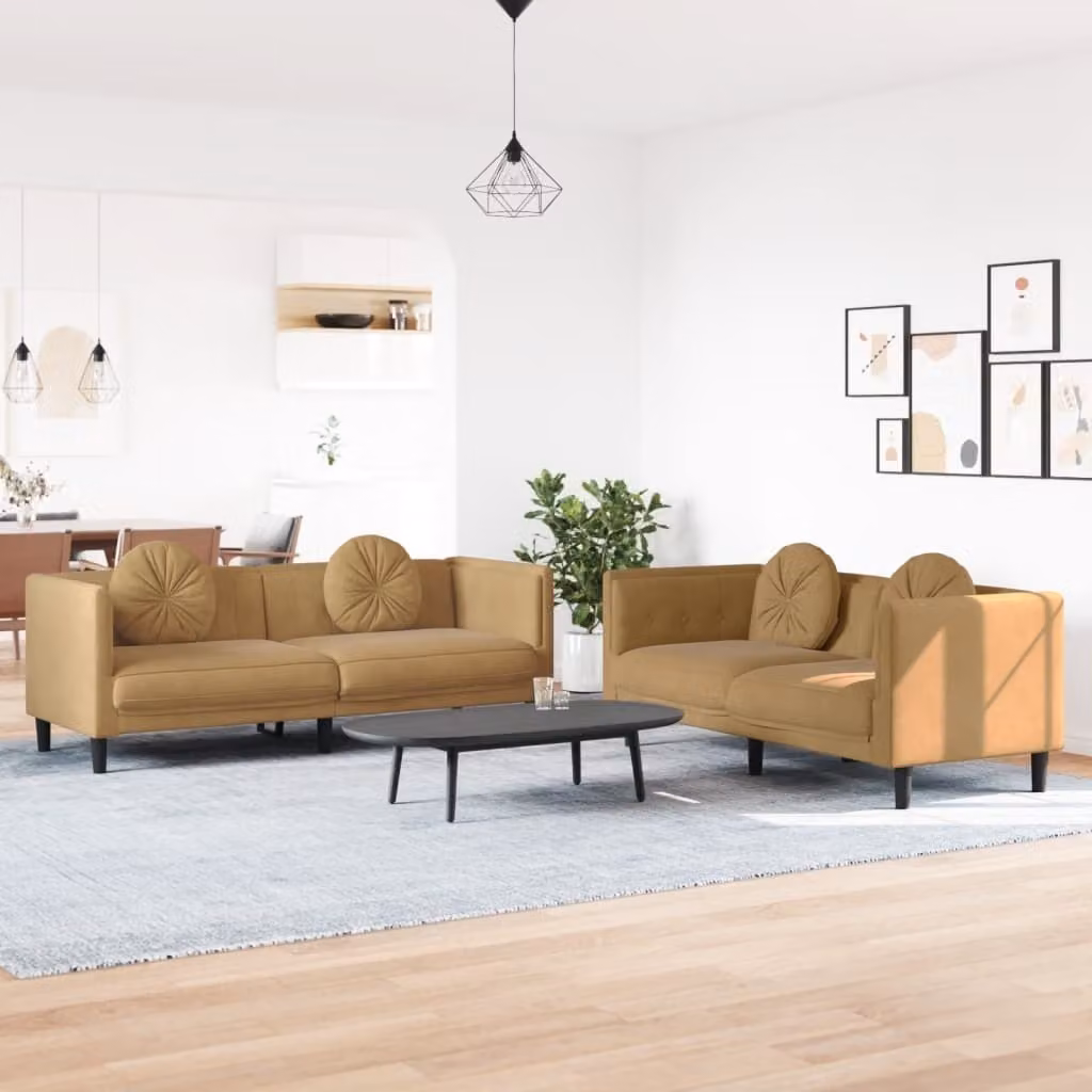 Maison Exclusive - Set divano a 2 posti con cuscini in velluto marrone